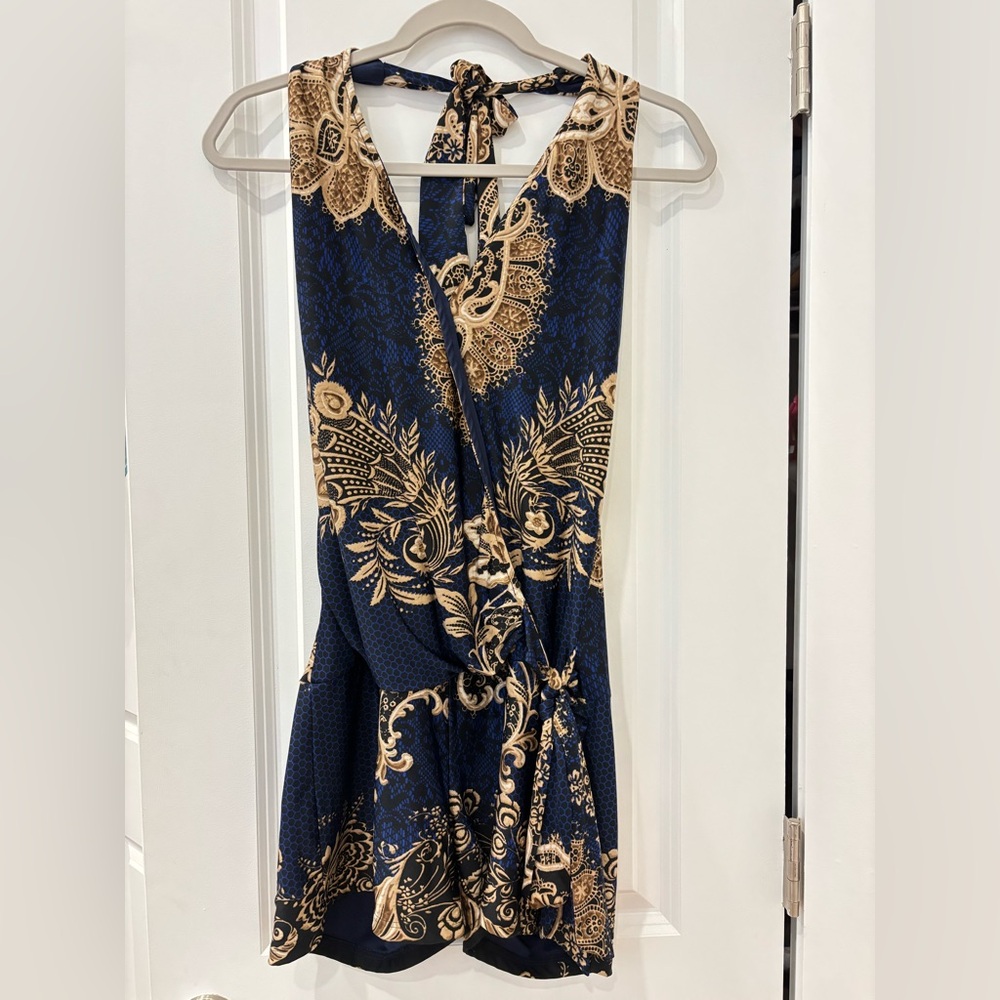 Va Va Voom Blue and Brown Romper